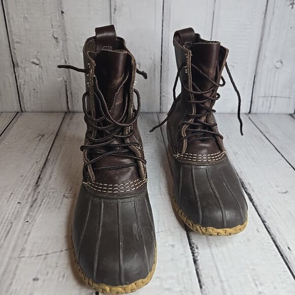 LL Bean Women's Leather Rubber Bean Boots Insulated Tan Brown Size 5 M - Picture 5 of 9